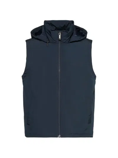 Calvin Klein Hooded Logo-print Gilet In Blue