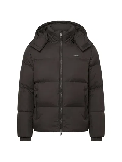 Calvin Klein Hooded Padded Jacket In Brown