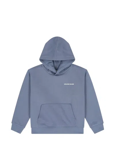 Calvin Klein Kids' Hooded Pocket Sweatshirt In Blue