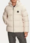 Calvin Klein Hooded Quilt Puffer Jacket In Beige