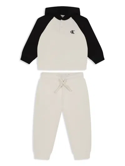 Calvin Klein Babies' Hooded Tracksuit Set In Neutrals