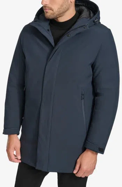 Calvin Klein Hooded Water Resistant Stadium Jacket In True Navy