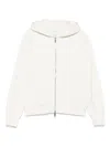 Calvin Klein Ribbed Finish Hooded Zip-up Sweater In White