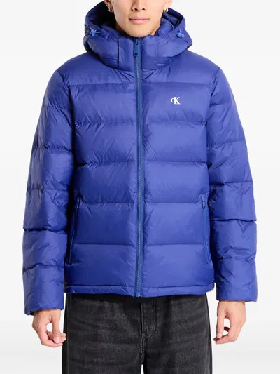 Calvin Klein Hooded Zip-up Jacket In Blue