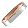 Calvin Klein Hook Stainless Steel Rose Gold Pvd Closed Bangle Bracelet Set In Multi