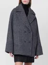 Calvin Klein Houndstooth Double Breasted Coat Pockets In Blue