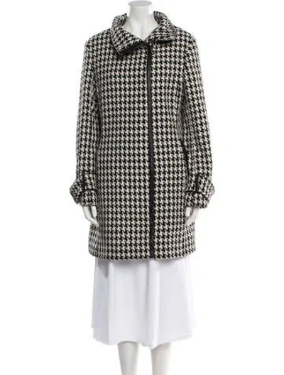 Pre-owned Calvin Klein Houndstooth Print Peacoat In White