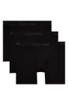 Calvin Klein Icon 3-pack Stretch Boxer Briefs In Black/black/black