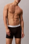 Calvin Klein Icon 3-pack Stretch Cotton Boxer Briefs In Black