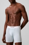 Calvin Klein Icon 3-pack Stretch Cotton Boxer Briefs In Blue