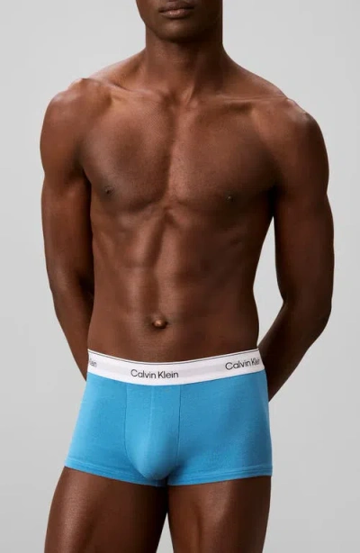 Calvin Klein Icon 3-pack Stretch Cotton Boxer Briefs In Blue