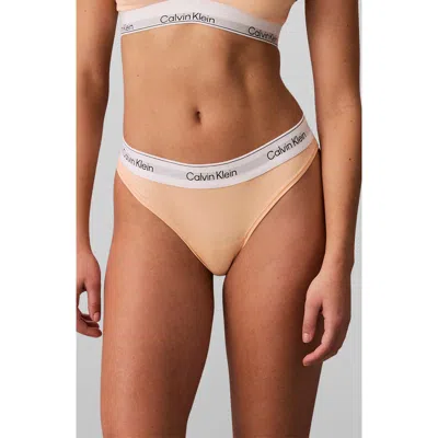 Calvin Klein Icon Cotton Blend Thong In Pink