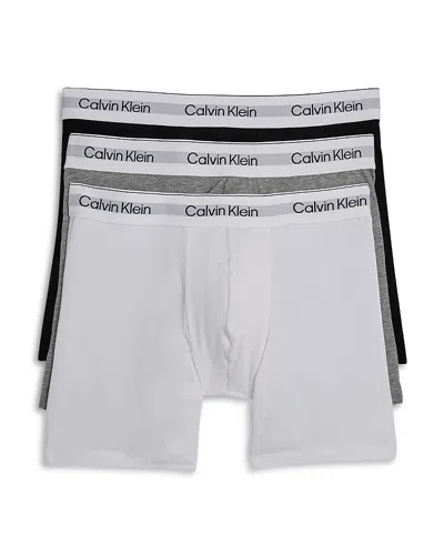 Calvin Klein Icon Cotton Stretch Boxer Briefs, Pack Of 3 In Gray