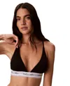 Calvin Klein Icon Cotton-modal Script Wireless Lightly-lined Triangle Adjustable Strap Bra, Qf9068 In Black