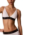 Calvin Klein Icon Cotton-modal Script Wireless Lightly-lined Triangle Adjustable Strap Bra, Qf9068 In White