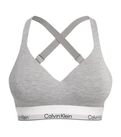 Calvin Klein Icon Lined Bralette In Gray