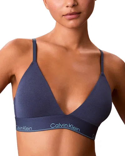 Calvin Klein Icon Logo Brand Bra In Blue