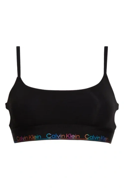 Calvin Klein Icon Pride Cotton Blend Bralette In Black