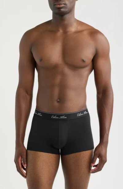 Calvin Klein Icon Script Stretch Cotton Boxer Briefs In Black W/dtm Wb