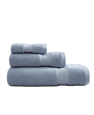 Calvin Klein Iconic Cotton Jacquard 3-piece Towel Set In Blue