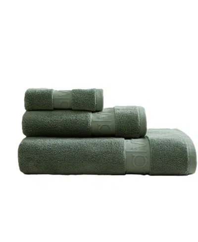 Calvin Klein Iconic Cotton Jacquard 3-piece Towel Set In Green