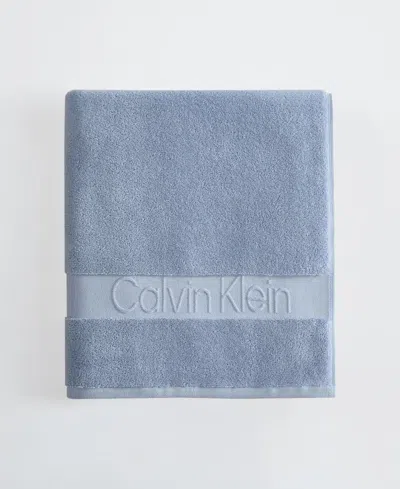 Calvin Klein Iconic Cotton Jacquard Bath Towel, 56" X 30" In Blue