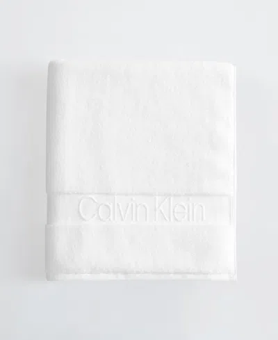 Calvin Klein Iconic Cotton Jacquard Bath Towel, 56" X 30" In White
