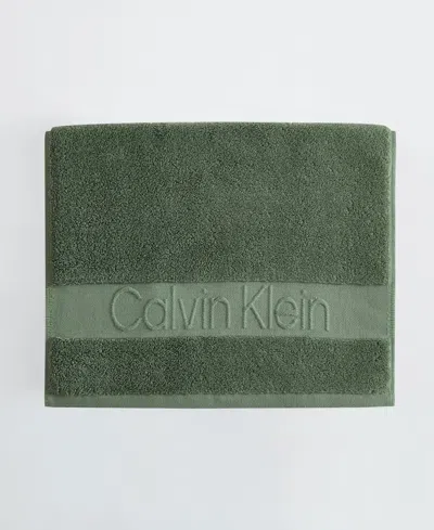 Calvin Klein Iconic Cotton Jacquard Hand Towel, 30" X 16" In Green