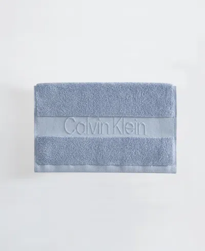 Calvin Klein Iconic Cotton Jacquard Washcloth, 13" X 13" In Blue