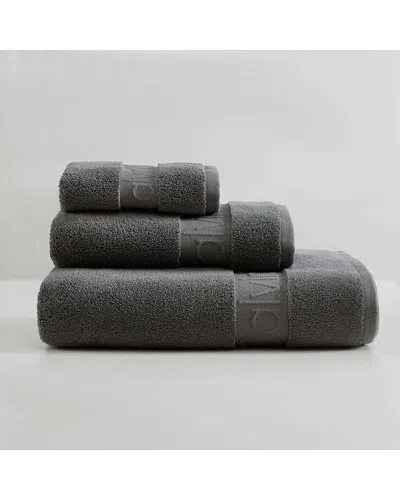 Calvin Klein Iconic Cotton Terry 3pc Towel Set In Gray