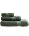 Calvin Klein Iconic Cotton Jacquard 3-piece Towel Set In Green