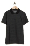 Calvin Klein Iconic Herringbone Cotton Zip Polo In Black Beauty
