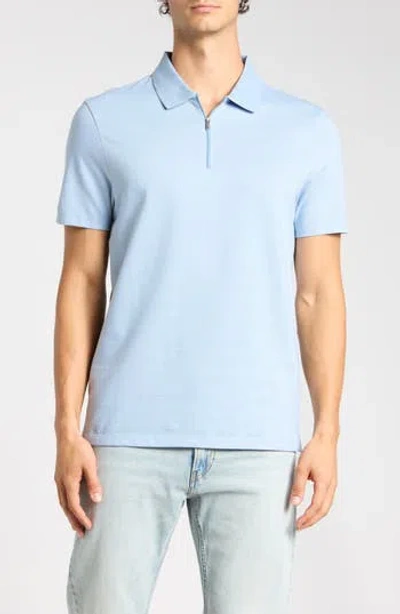 Calvin Klein Iconic Herringbone Cotton Zip Polo In Multi