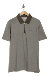 Calvin Klein Iconic Herringbone Cotton Zip Polo In Gray