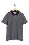 Calvin Klein Iconic Herringbone Cotton Zip Polo In Gray