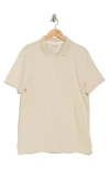 Calvin Klein Iconic Herringbone Cotton Zip Polo In Unbleached
