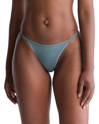 Calvin Klein Ideal Micro Low Rise String Thong In Blue Performance