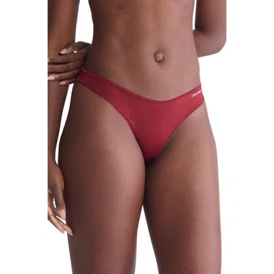 Calvin Klein Ideal Microfiber Thong In Syrah