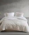 Shop Calvin Klein Ikat Pinstripe Cotton Percale 3 Piece Comforter Set, King In White,neutral Pink
