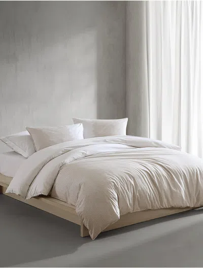 Calvin Klein Ikat Pinstripe Cotton Percale Comforter Set In Neutral