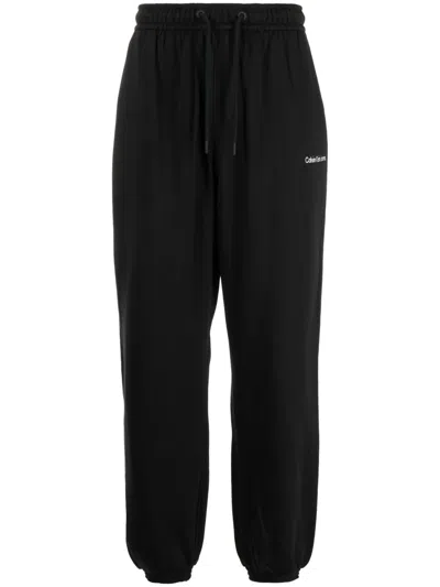 Calvin Klein Institutional Logo-embroidered Track Pants In 黑色