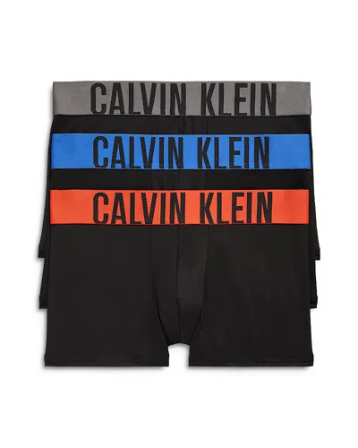 Calvin Klein Intense Power Logo Waistband Micro Low Rise Trunks, Pack Of 3 In Black Multi