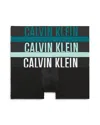 Calvin Klein Intense Power Logo Waistband Micro Low Rise Trunks, Pack Of 3 In Black/tickled Green/mediterranean