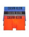Calvin Klein Intense Power Logo Waistband Micro Low Rise Trunks, Pack Of 3 In Orange/gray/blue