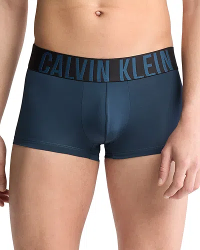 Calvin Klein Intense Power Logo Waistband Micro Low Rise Trunks, Pack Of 3 In Navy Stone/pewter/deep Mauve