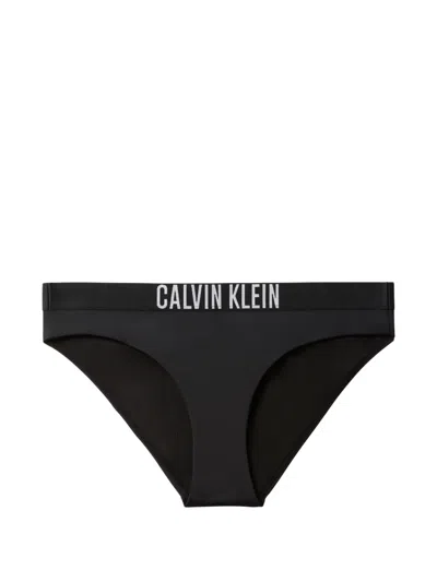 Calvin Klein Intense Power Logo-waistband Bikini Bottoms In Black