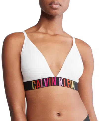Calvin Klein Intense Power Pride Cotton Lightly Lined Triangle Bralette Qf7830 In White