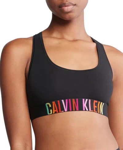 Calvin Klein Intense Power Pride Cotton Unlined Bralette Qf7831 In Black