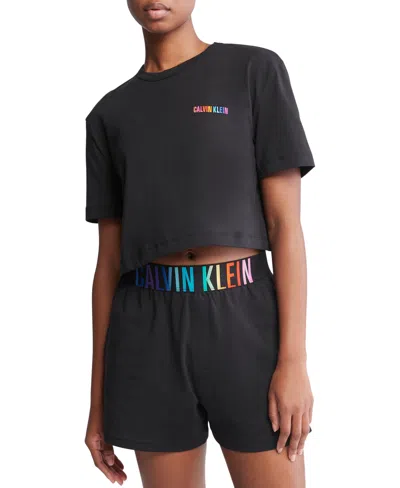 Calvin Klein Intense Power Pride Lounge Short Sleeve Crewneck Qs7193 In Black