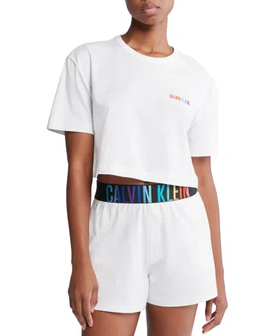 Calvin Klein Intense Power Pride Lounge Short Sleeve Crewneck Qs7193 In White